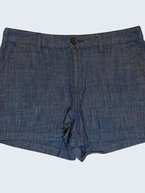 A New Day Blue Chambray Casual Flat Front Chino Shorts Size 10
